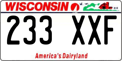 WI license plate 233XXF