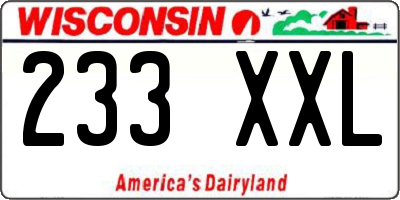 WI license plate 233XXL