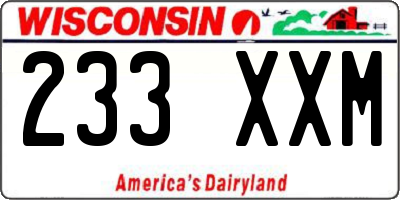 WI license plate 233XXM
