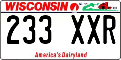 WI license plate 233XXR