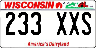 WI license plate 233XXS