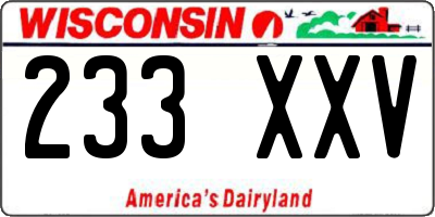WI license plate 233XXV