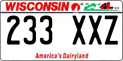WI license plate 233XXZ