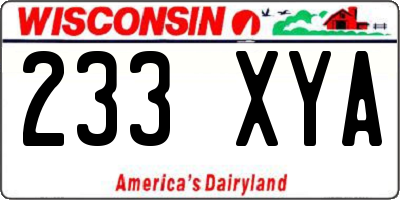 WI license plate 233XYA