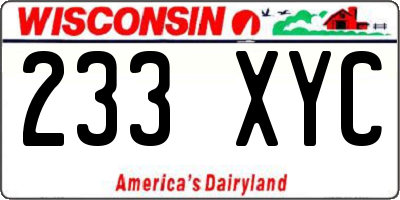 WI license plate 233XYC