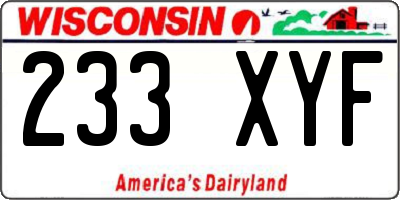 WI license plate 233XYF