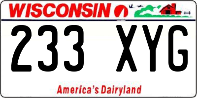 WI license plate 233XYG