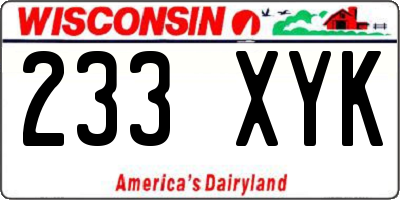 WI license plate 233XYK