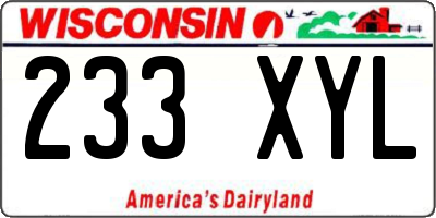 WI license plate 233XYL
