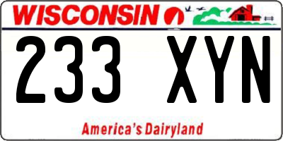 WI license plate 233XYN