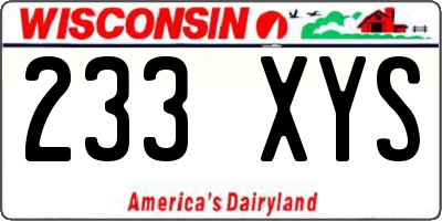 WI license plate 233XYS