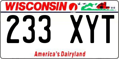 WI license plate 233XYT