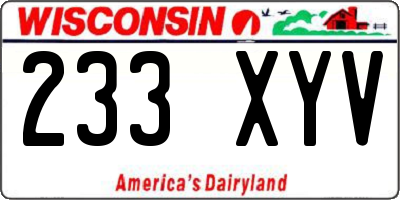 WI license plate 233XYV