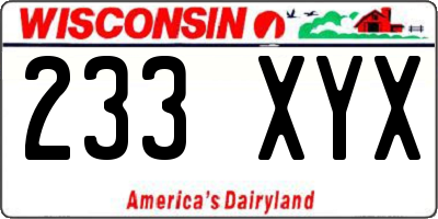 WI license plate 233XYX