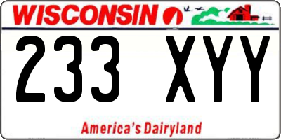 WI license plate 233XYY