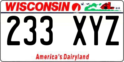 WI license plate 233XYZ
