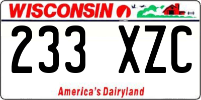 WI license plate 233XZC