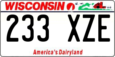 WI license plate 233XZE