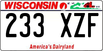WI license plate 233XZF