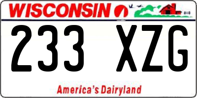 WI license plate 233XZG