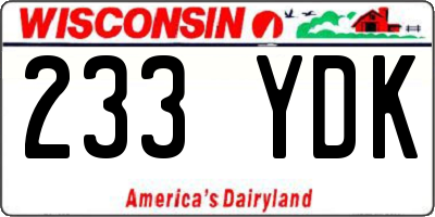 WI license plate 233YDK