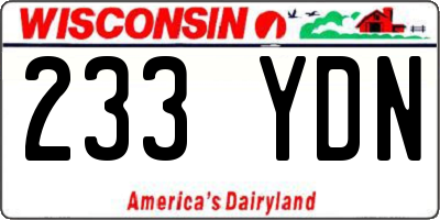 WI license plate 233YDN