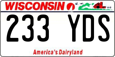 WI license plate 233YDS