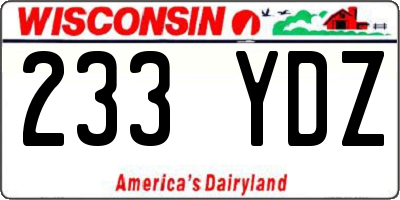 WI license plate 233YDZ
