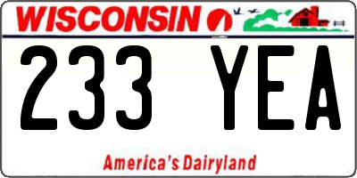 WI license plate 233YEA
