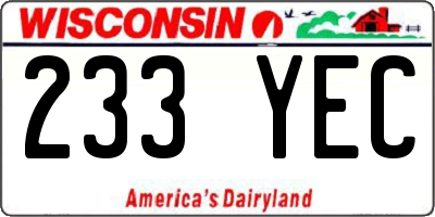 WI license plate 233YEC