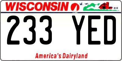 WI license plate 233YED