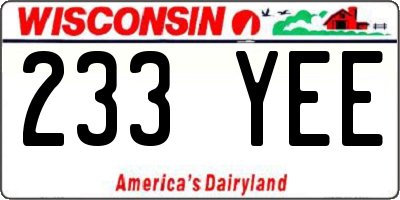 WI license plate 233YEE