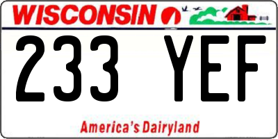 WI license plate 233YEF