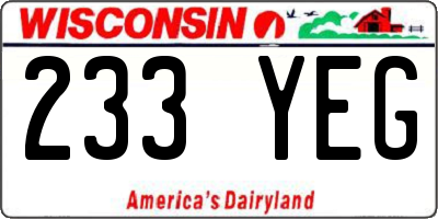 WI license plate 233YEG