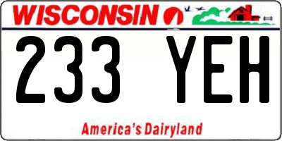 WI license plate 233YEH