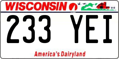 WI license plate 233YEI