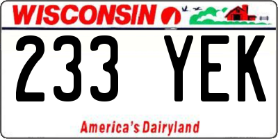 WI license plate 233YEK