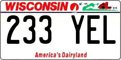 WI license plate 233YEL
