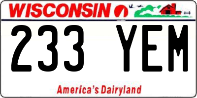 WI license plate 233YEM