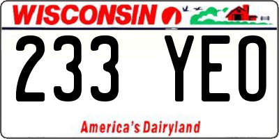 WI license plate 233YEO