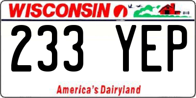 WI license plate 233YEP