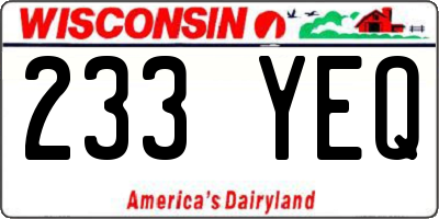 WI license plate 233YEQ