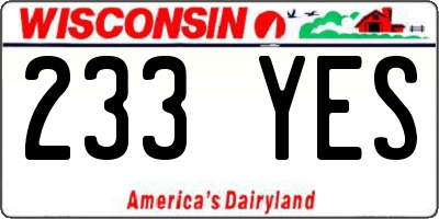 WI license plate 233YES