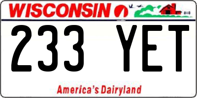 WI license plate 233YET