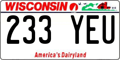 WI license plate 233YEU