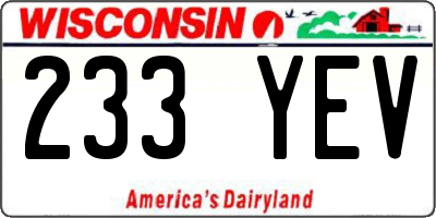 WI license plate 233YEV