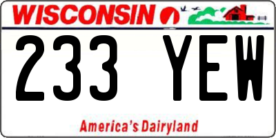 WI license plate 233YEW