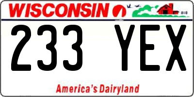 WI license plate 233YEX