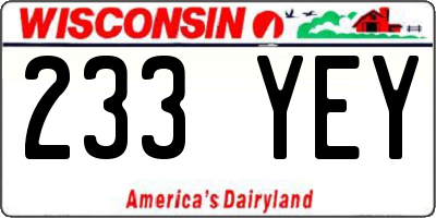 WI license plate 233YEY