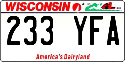 WI license plate 233YFA